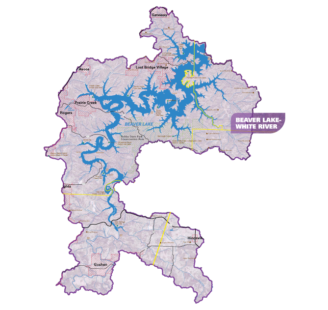 Beaver Lake White River Watershed Map