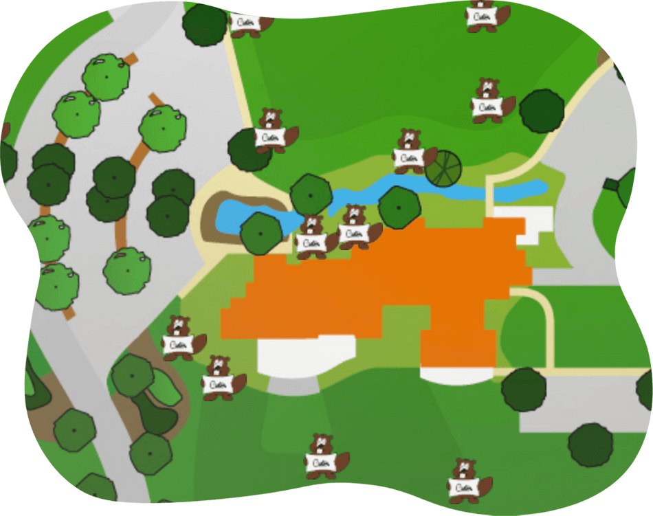 scavenger-hunt Overhead view of Beaver Water District building in a blocky graphic style