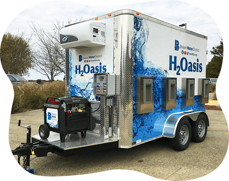Trailer with water dispensers