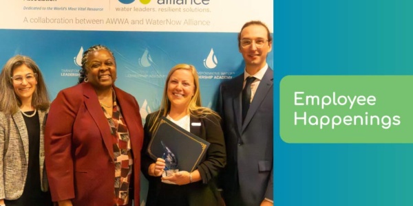 From left to right: Barb Martin-Executive Director of Water Collaborative Delivery Association Cheryl Porter-President of AWWA Meghan Post-Education Coordinator at BWD Emerson O’Donnell-Senior Program Manager at WaterNow Alliance