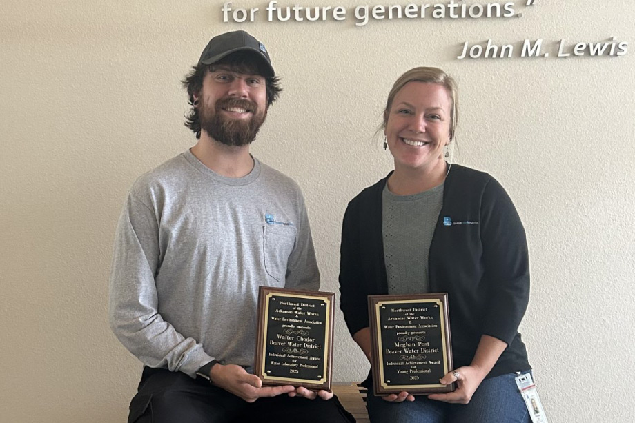Meghan Post and Walter Chodor receiving awards